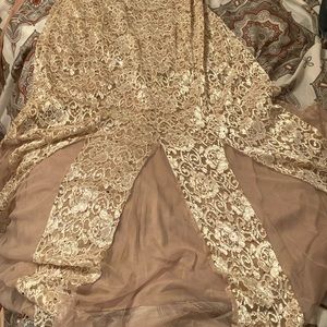 CANDALITE Rose gold maxi sequence dress